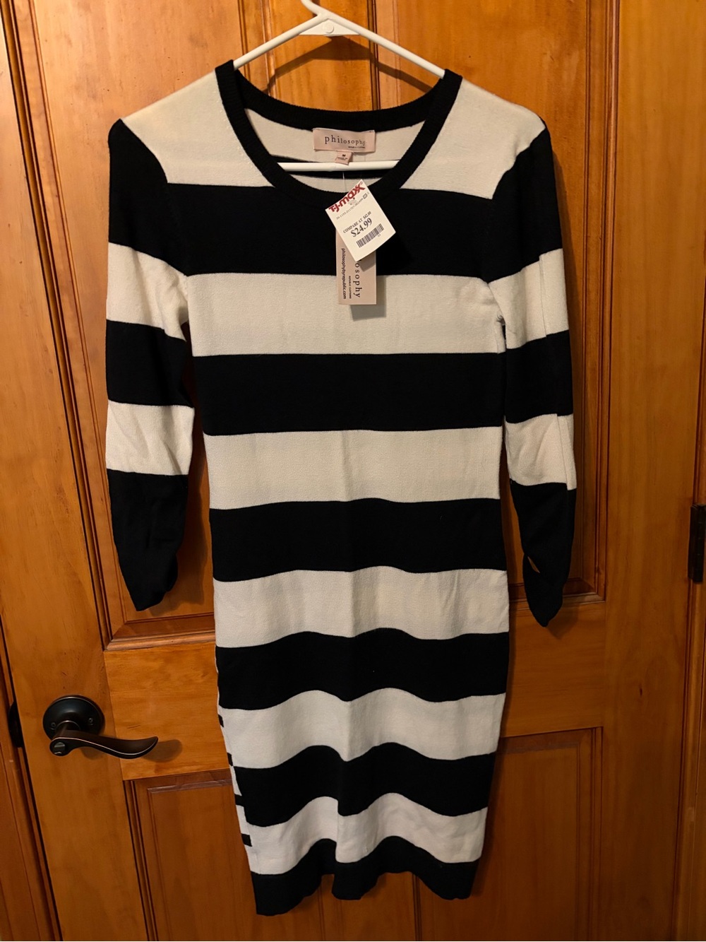 Philosophy Black and White Bold Stripe Knit Dress